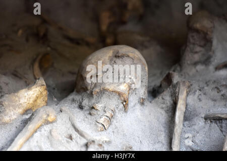 The Roman ruins, Bodies and Frescoes of Herculaneum near Pompeii, Italy Stock Photo