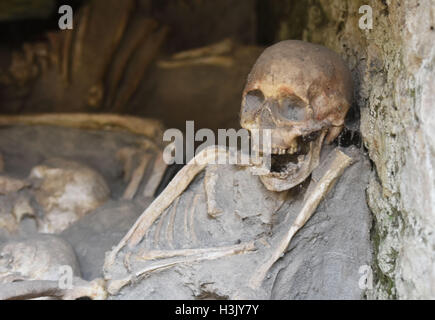 The Roman ruins, Bodies and Frescoes of Herculaneum near Pompeii, Italy Stock Photo