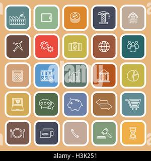 Economy line flat icons on brown background, stock vector Stock Vector