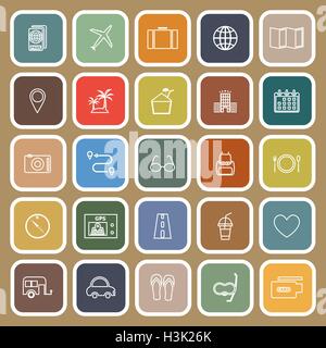 Trip line flat icons on brown background, stock vector Stock Vector