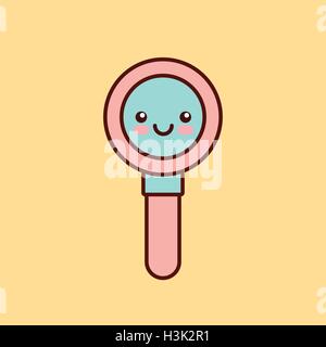 magnifying glass character kawaii style Stock Vector