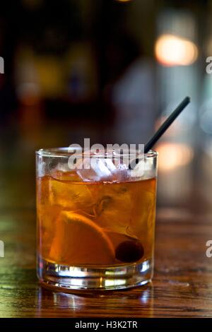 Old Fashioned cocktail, close-up Stock Photo