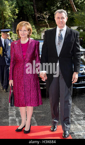 Tirana, Albania. 08th Oct, 2016. Crown Princess Margareta and Prince Radu of Romania Royal wedding of HRH Crown Prince Leka II of The Abanians and Miss Elia Zaharia, October 8, 2016, Tirana Albany, 08-10- 2016 Photo: Albert Nieboer//Point de Vue OUT - NO WIRE SERVICE -/dpa/Alamy Live News Stock Photo