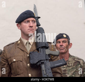 brentwood, Essex, 9th October 2016,   124 Transport Squadron parade in  Freedom of Entry ceremony in Brentwood, Essex with heavy rain Stock Photo