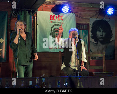 Kiev, Ukraine. 09th October, 2016. Dan McCafferty, singer and ex-frontman of the Scottish rock band Nazareth, celebrates his 70th Anniversary at Birthday Party in Docker Pub in Kiev, Ukraine, on 09 October, 2016. Dan McCafferty is a Scottish vocalist, best known as the lead singer for the Scottish hard rock band Nazareth from its founding in 1968 to his retirement in 2013. McCafferty continues to perform solo around the world. Stock Photo