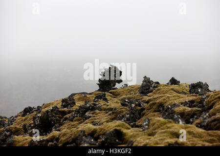 troll face in the volcanic lava field rocks Iceland Stock Photo