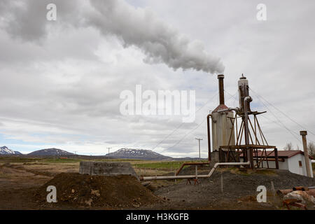 small rural community geothermal energy plant rural southern Iceland Stock Photo