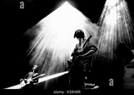 BILBAO, SPAIN - OCT 31: Thurston Moore (band) live performance at Bime Festival on October 31, 2014 in Bilbao, Spain. Stock Photo