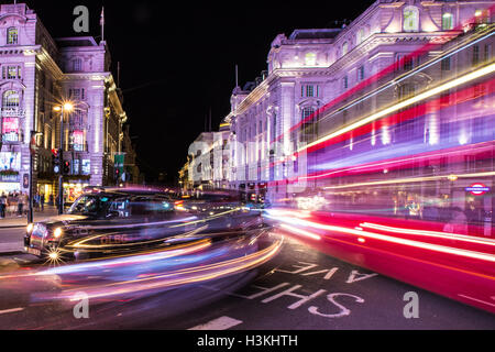 Light Trail Trails at London Piccadilly Circus Stock Photo