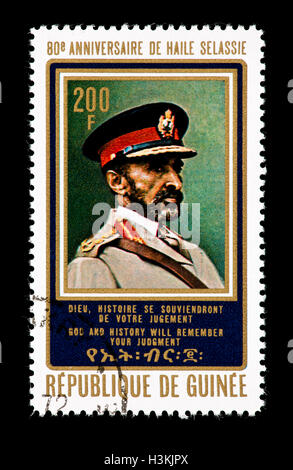 Postage stamp from Guinea depicting Emperor Haile Selassie. Stock Photo