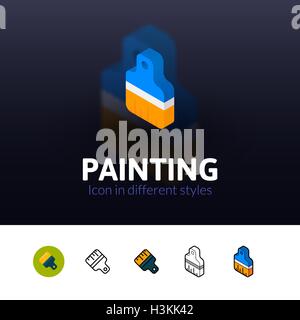 Painting icon in different style Stock Vector