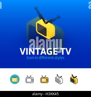 Vintage TV icon in different style Stock Vector