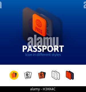 Passport icon in different style Stock Vector