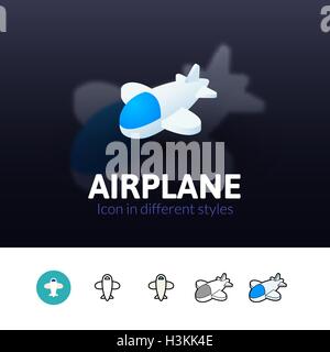Airplane icon in different style Stock Vector