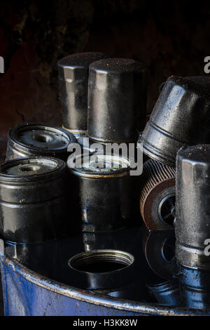 Automobile oil filters background Stock Photo