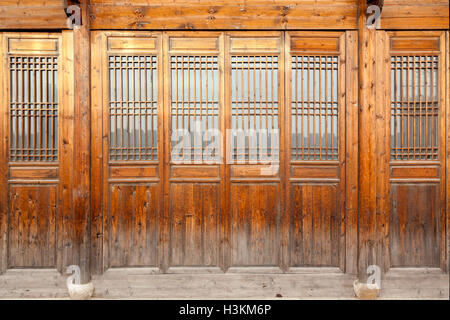 Close up traditional Chinese style wooden door. Stock Photo