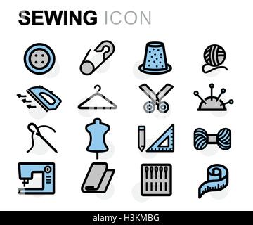 illustration of sewing icons on white background Stock Vector Image ...