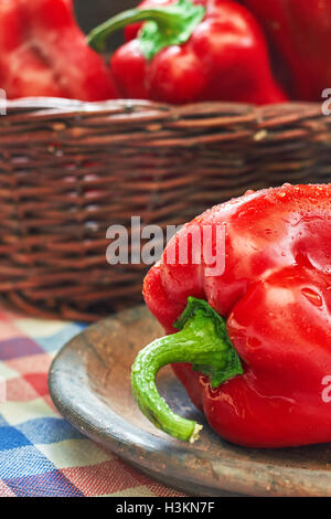 Sweet red peppers, type of pepper known as Elephants Ear Stock Photo