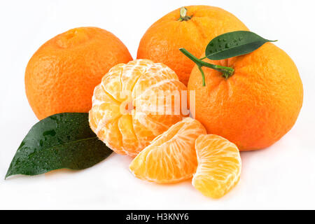 mandarins fruit tangerine isolated on white Stock Photo