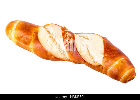 bun lye roll typical german bread isolated on white Stock Photo