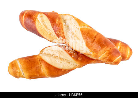 buns rolls lye rolls typical german bread isolated on white Stock Photo