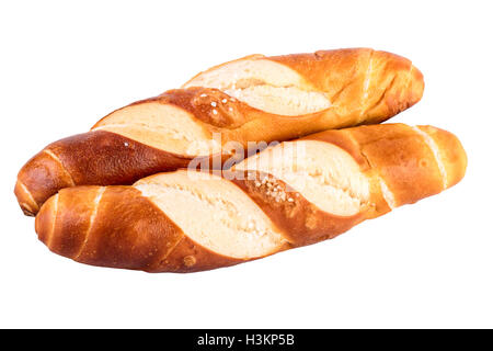 buns rolls lye rolls typical german bread isolated on white Stock Photo