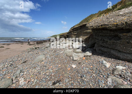 Ayrshire Coast, Scotland. The Ayrshire coastline at Croy Beach in Culzean Bay, with the headland at Drumshang in the background. Stock Photo