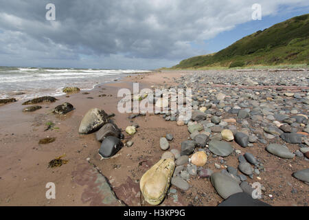 Ayrshire Coast, Scotland. The Ayrshire coastline at Croy Beach in Culzean Bay, with the headland at Drumshang in the background. Stock Photo