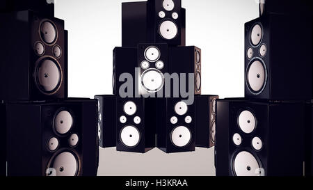 3D render of Thumping Bass Speakers. Concept. Stock Photo