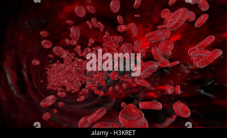 3d abstract red blood cells illustration. Medical background. Stock Photo