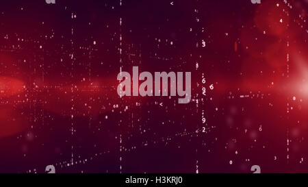 Abstract Information Display with digits on red background Stock Photo