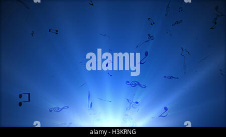Illustration of Music notes fly out from bottom of screen. Green Color ...
