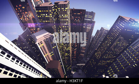 Skyscrapers on a globe city.  3D rendering Concept. Stock Photo