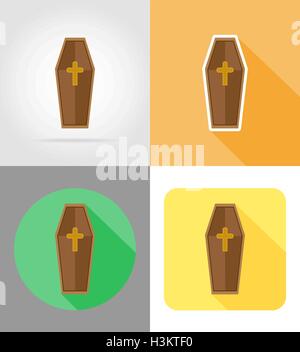 halloween coffin flat icons vector illustration isolated on background Stock Vector