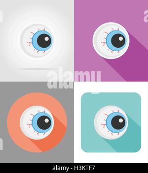 halloween eyeball flat icons vector illustration isolated on background Stock Vector