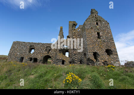 Portpatrick, Scotland. The historic Dunskey Castle ruins, which are located on the outskirts of Portpatrick village. Stock Photo