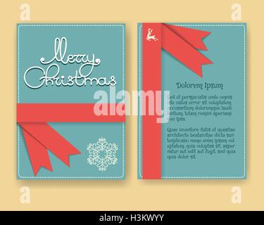 Modern Christmas card or brochure design with decoration in retro style. Vector illustration Stock Vector