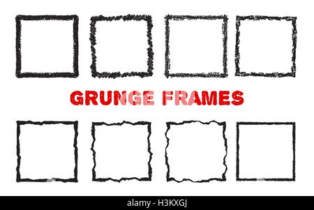 Crayon square frames isolated on white Stock Vector