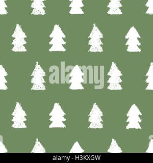 Green Pine Tree Wall Drawing Seamless Pattern on Grey. Detailed Design ...