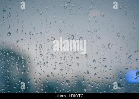 Rain Drops On Clear Window Stock Photo