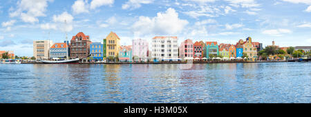 Panoramic view of Handelskade waterfront at Punda, Willemstad, Curacao Stock Photo