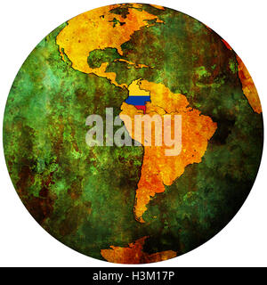 colombia territory with flag on map of globe Stock Photo