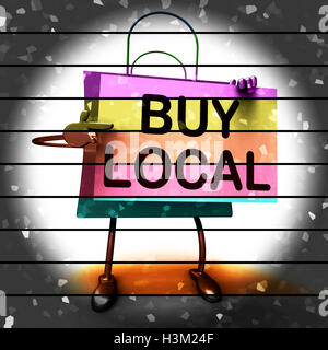 Buy Local Shopping Bag Shows Buying Products Locally Stock Photo