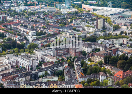 Areal shot of the city of Essen, Germany, city center, downtown area, Ruettenscheid city district, Stock Photo