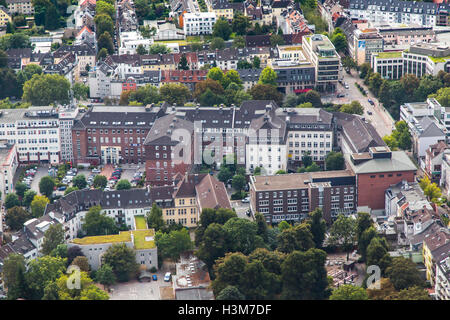 Areal shot of the city of Essen, Germany, city center, downtown area, Ruettenscheid city district, Stock Photo