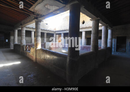 The Roman ruins and Frescoes at the Villa Oplontis in Torre Annunziata near Pompei Italy. Stock Photo