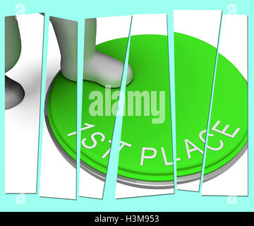First Button Means 1st Place And Winning Stock Photo - Alamy