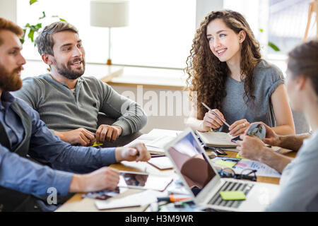 Successful managers discussing new project or ideas Stock Photo