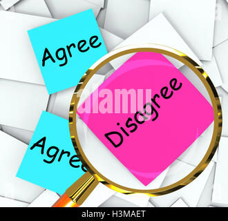 Agree Disagree Post-It Papers Mean Opinion And Point Of View Stock Photo