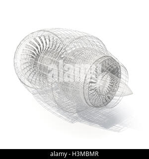 Grid jet engine isolated on white with shadow. 3d rendering Stock Photo